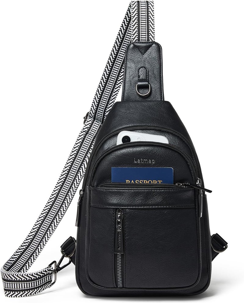 LATMAP 7L Sling Bag For Women Men Backpack Fanny Pack Crossbody Chest Travel Shoulder Belt Bags Purse Handbag PU Leather - Image 1